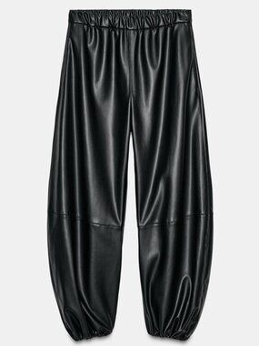 ZARA ZW COLLECTION FAUX LEATHER BAGGY TROUSERS SIZE XS
